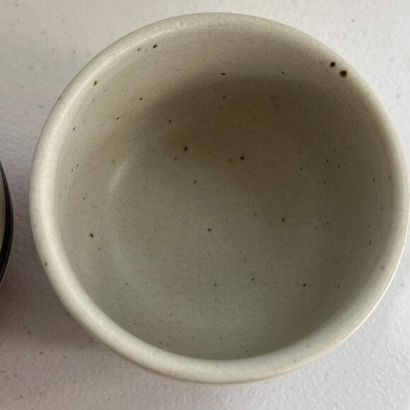 Unbranded Speckled Stoneware Ceramic Tea Cups Japan Set of 4 Blue Stripe 3" - Picture 8 of 14